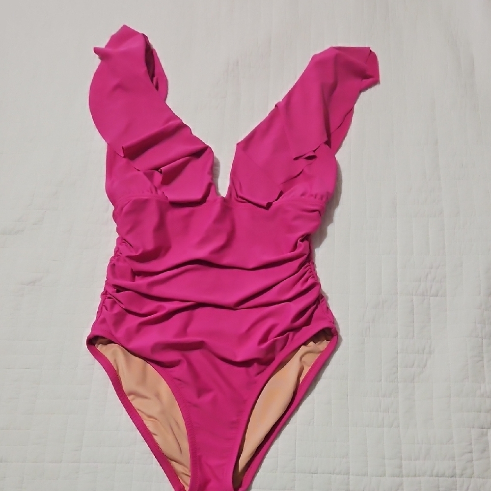 Pink Ruffled One-Piece Swimsuit